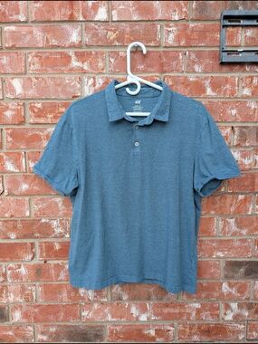 H&M Men's Heather Slate Blue Polo
